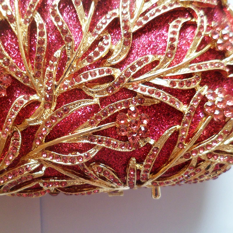 Silver Diamond Clutches Ladies Evening Clutch Bag Luxury Designer Women’s Crystal Aquatic Plants Pattern Wedding Bridal Purses - Image 3