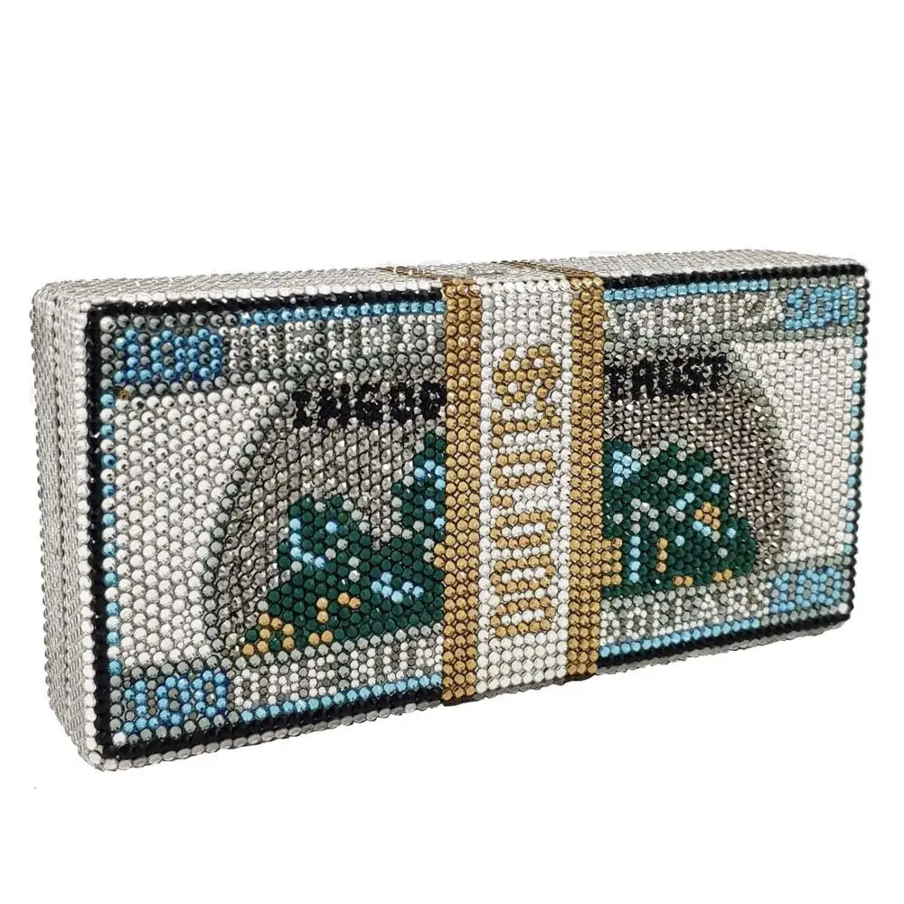 Rhinestone Dollar bags Crystal clutch Purse Women’s Chain Mini Minaudiere Fashion Lady Evening Shoulder Handbag Banquet Clutches - Image 3