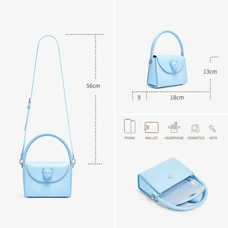 ORIGINAL BAFELLI BAG WOMEN‘S 2025 NEW SMALL LEATHER HANDBAGS LUXURY FASHION BRAND CROSSBODY CAT PURSE DESIGNER STYLE - Image 4