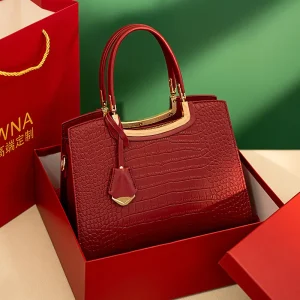 Women’s Red Handbag Mother’s Day Gift, Elegant Bridal Wedding Tote Bag for Mom